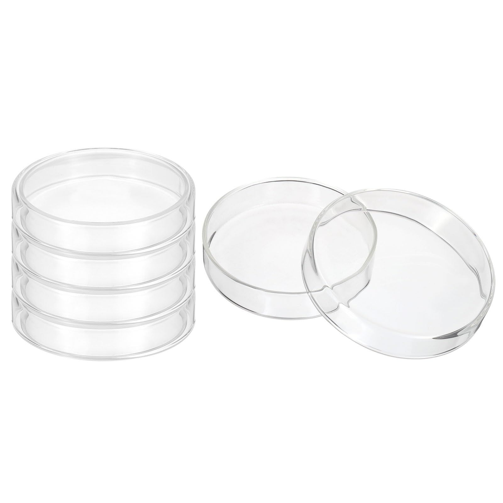 新品 PATIKIL 120mm 高硼酸ガラス ペトリ皿 蓋付き 5枚セット 実験室用 透明