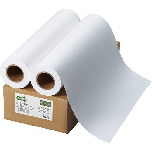 新品 TANOSEE インクジェット用普通紙 A2ロール 420mm×50m 1箱(2本)