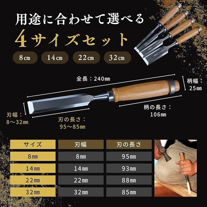 SALUDABLE 彫刻刀 ノミ 工具 DIY 木工 平ノミ 木彫細工 大工 道具
