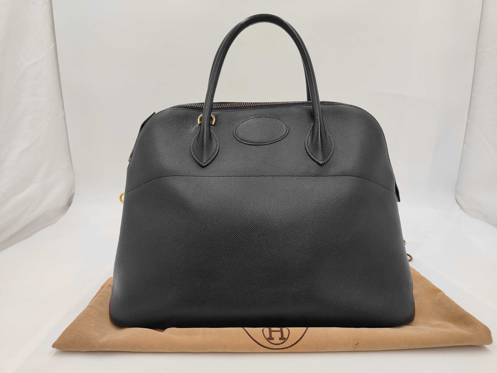 HERMES エルメス ボリード35 ネイビー クシュベル 〇V刻印 