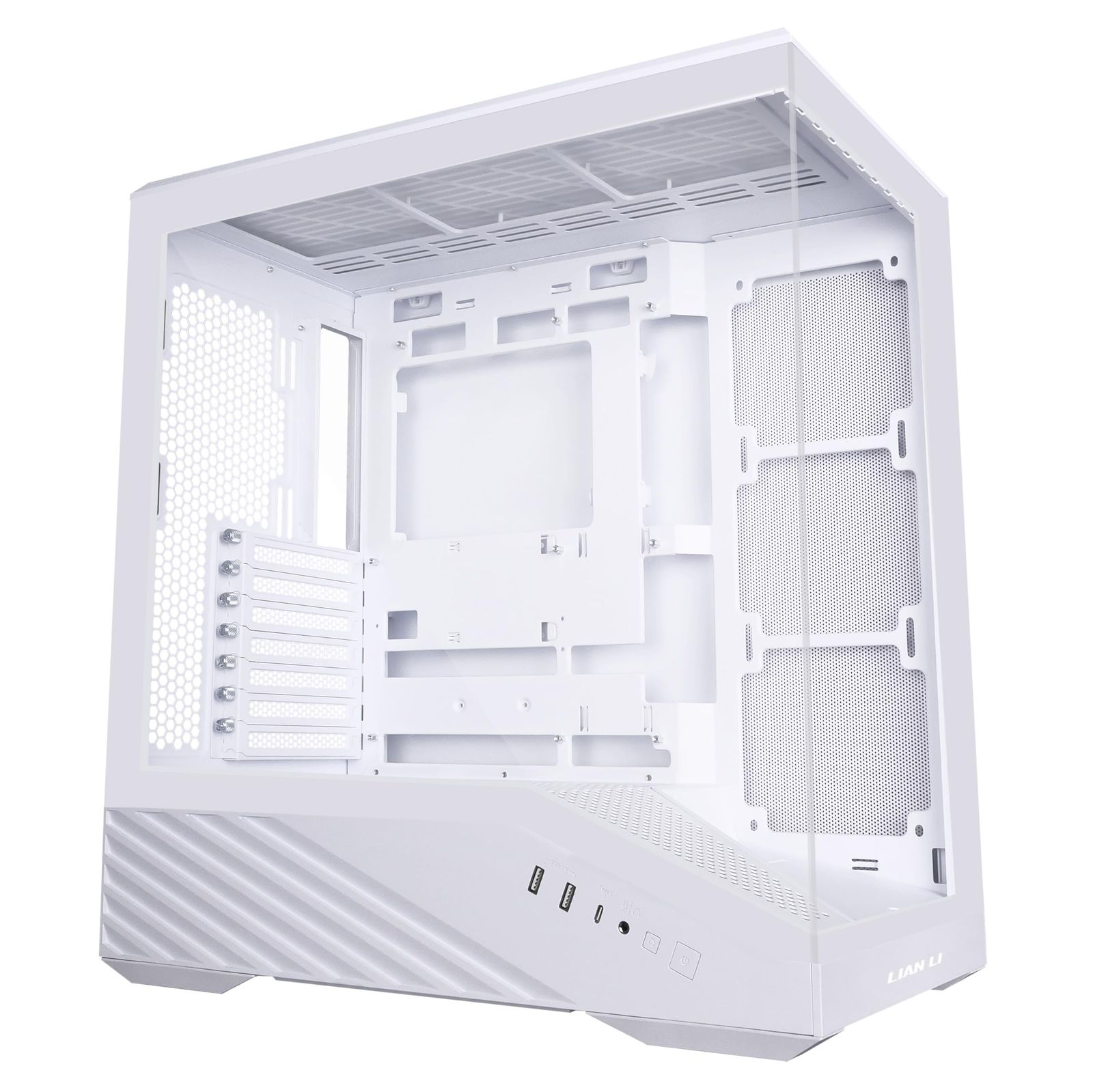新品 Lian Li VECTOR V100 White ピラーレス PCケース LEDストリップ 小物展示スペース [V100W]