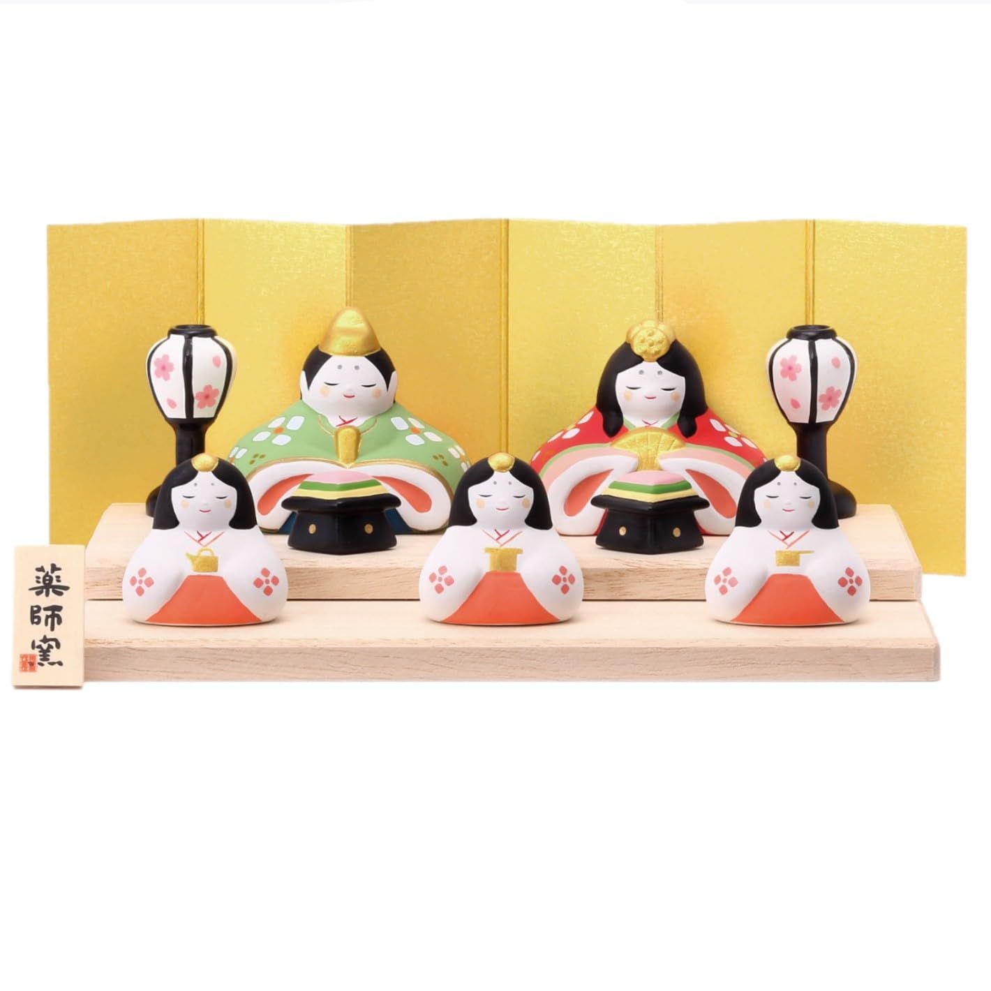 新品 薬師窯 【桃の節句 ひな人形 】錦彩 うららか 飾り雛(平飾り)