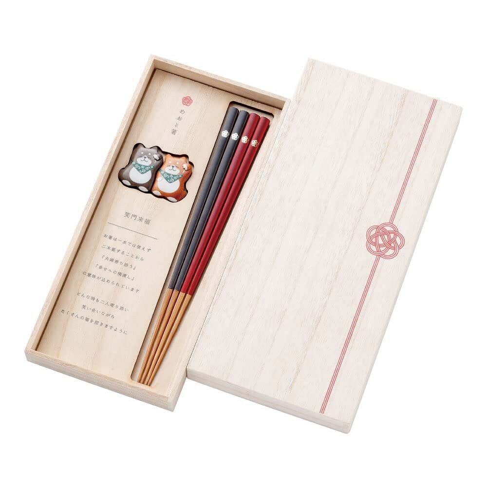 新品 箸＆箸置き 桐箱入りギフトセット 箸ギフトセット 柴犬