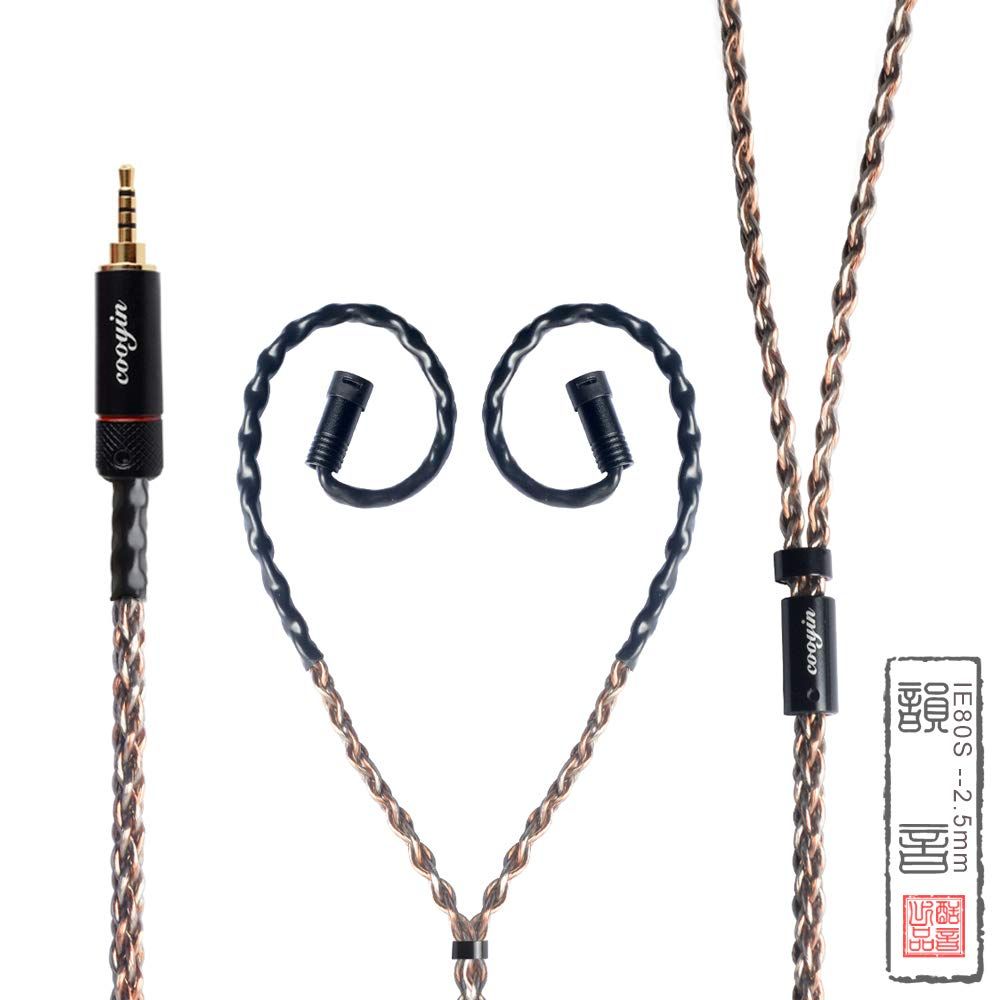 新品 cooyin リケーブル 2Pin IEシリーズ イヤホンケーブル 8芯 単結晶銅+銀メッキ単結晶銅 Sennheiser用 IE80S・IE80・IE8・IE8I・IE80SBT 等に適合 2.5mm ストレート型
