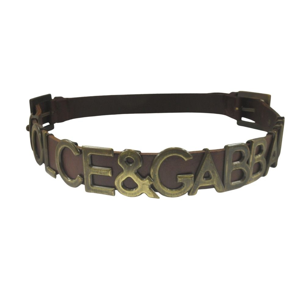 良品 DOLCE&amp;GABBANAドルチェ&amp;ガッバーナ ドルガバ ダブルバックル ベルト レザー ロゴ 40/80 茶 ブラウン メンズ 古着 中古 USED 良品 DOLCE&GABBANAドルチェ&ガッバーナ ドルガバ ダブルバックル