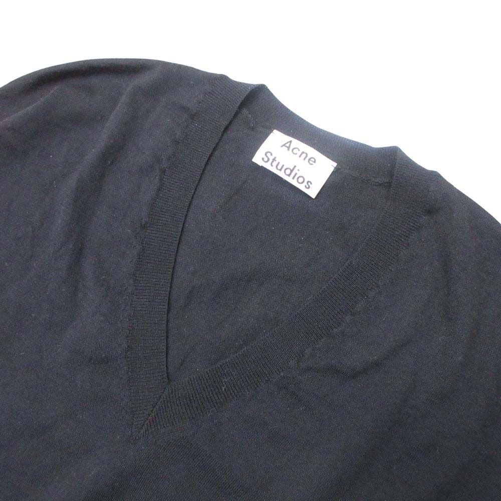 美品 19aw Acne Studios アクネストゥディオズ CALLA MERINO メリノウール ニット カットソー トップス Vネック XS 黒 レディース 古着 中古 USED 美品 19aw Acne Studios アクネストゥディオズ CALLA MERINO メリノ