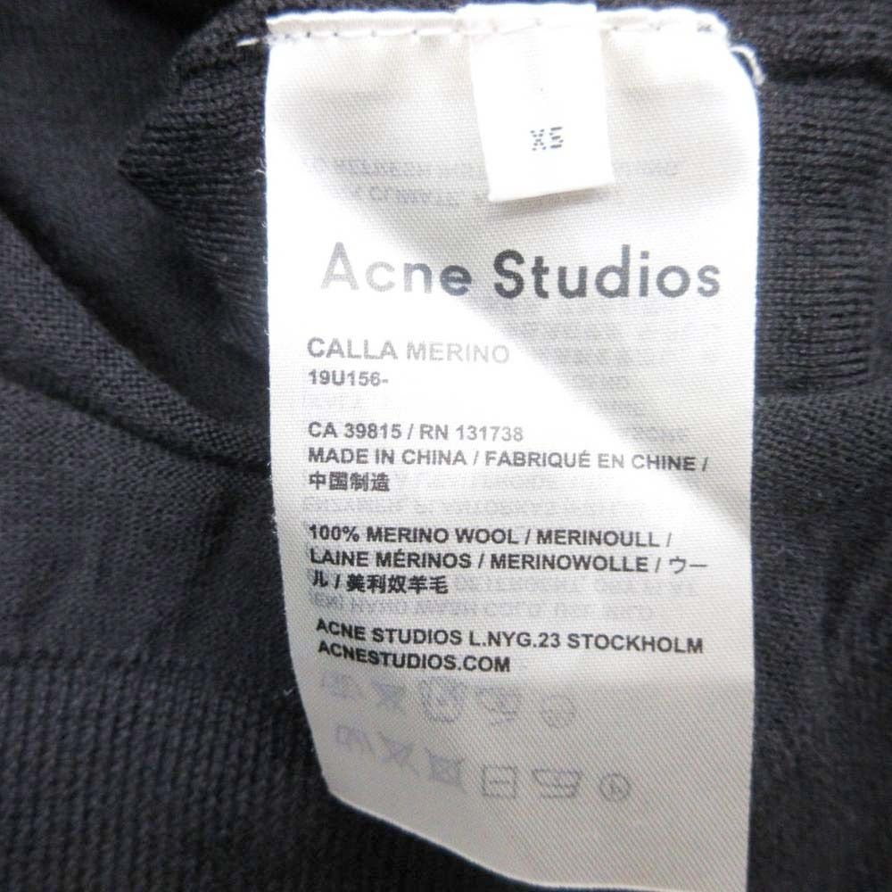 美品 19aw Acne Studios アクネストゥディオズ CALLA MERINO メリノウール ニット カットソー トップス Vネック XS 黒 レディース 古着 中古 USED 美品 19aw Acne Studios アクネストゥディオズ CALLA MERINO メリノ