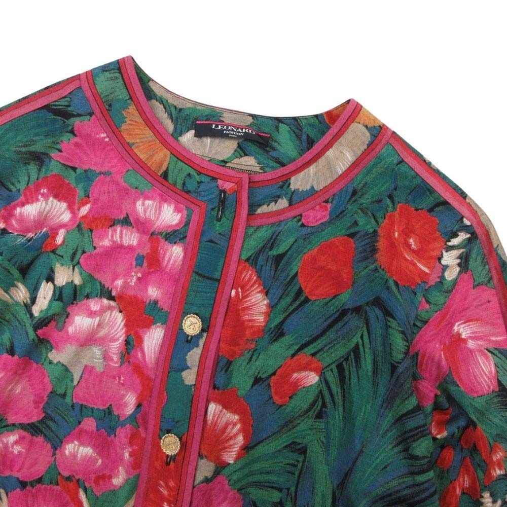 良品 LEONARD レオナール 花柄 ウールシルク ノーカラー 良品 LEONARD レオナール 花柄 ウールシルク ノーカラー