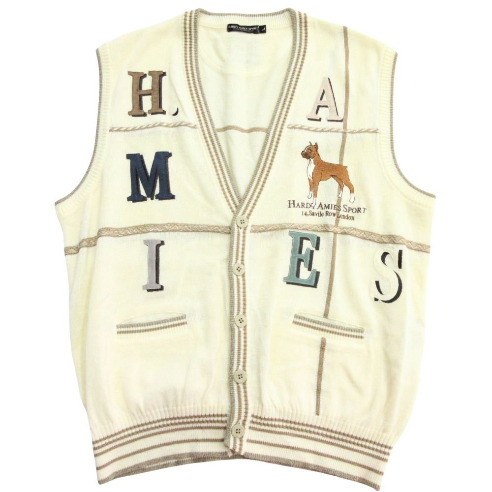 HARDY AMIES ハーディエイミス ニット ベスト ジレ Vネック リネン混 