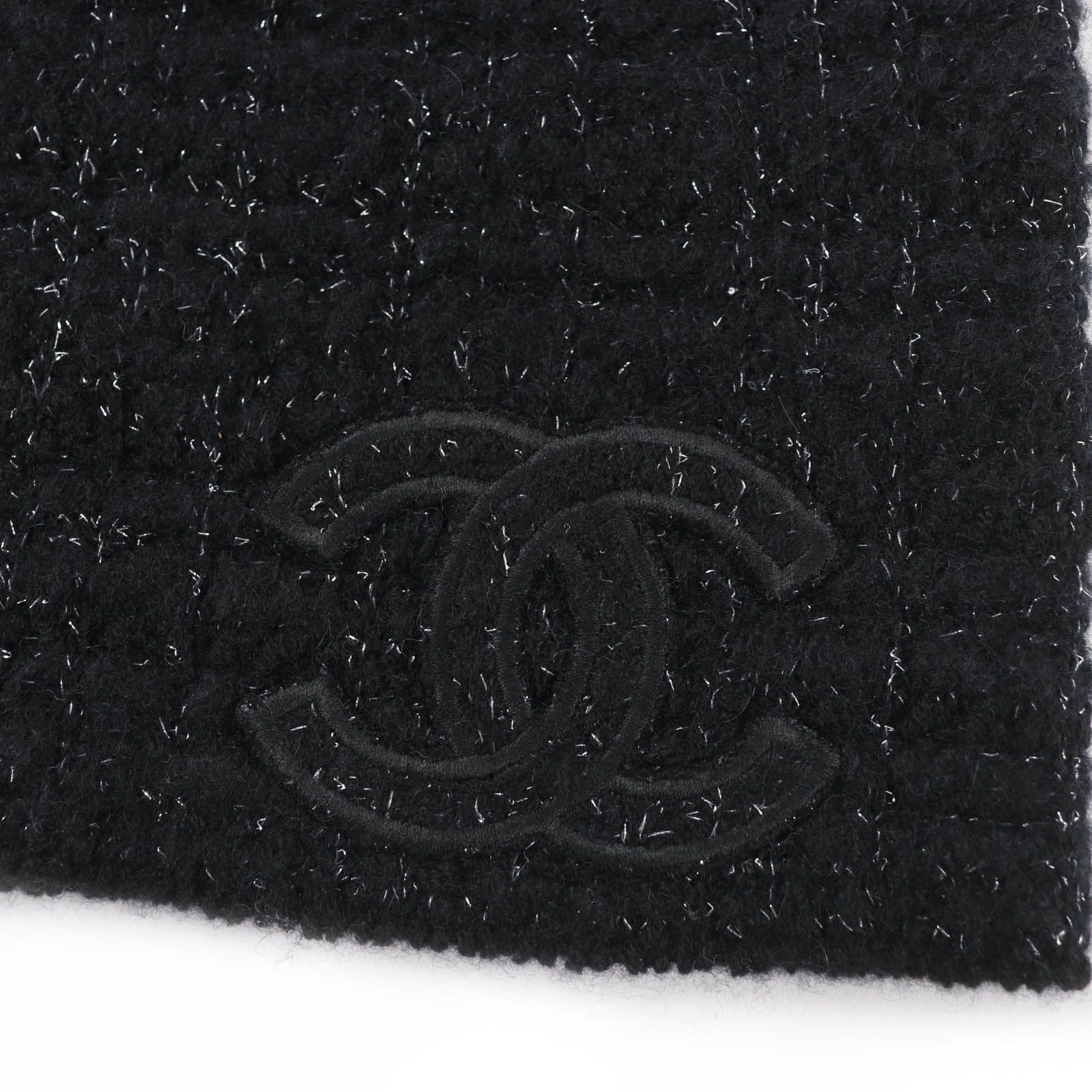 美品 CHANEL シャネル ツイード カシミヤ×シルク ニット帽 ビーニー 美品☆CHANEL シャネル カシミヤ シルク ココマーク ツイード ニット
