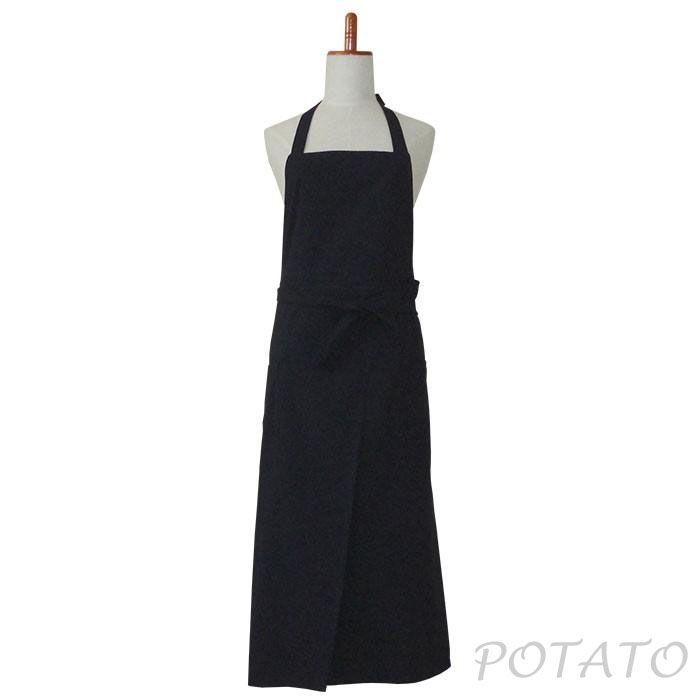 新品　日本製　胸当て付エプロン　黒　男女兼用　JJ-1004