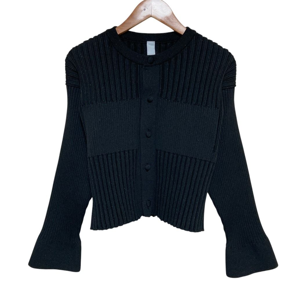 美品 CFCL シーエフシーエル FLUTED GLITTER COLLARLESS SHIRT