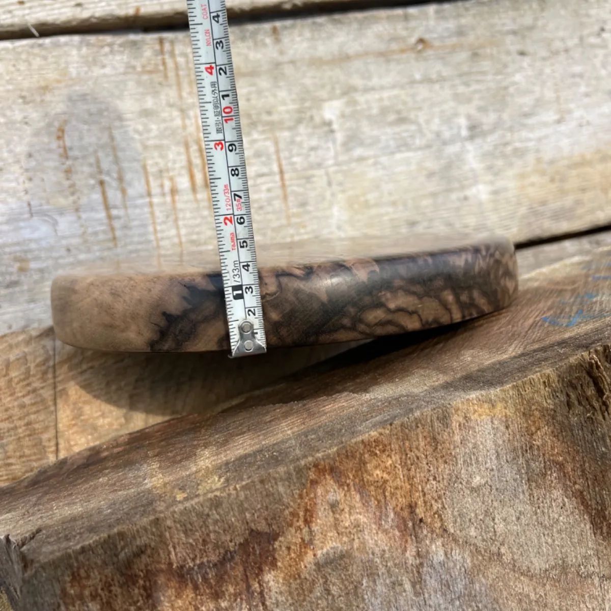 黒柿　丸盆　孔雀杢　銘木　希少品