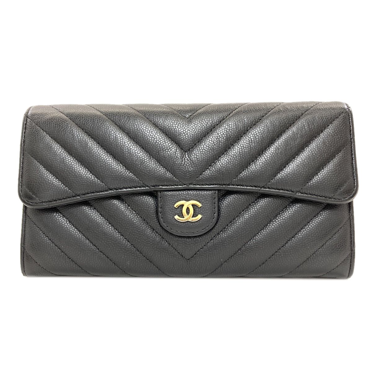 CHANEL シャネル 27723991 Vステッチ ココマーク ゴールド金具 長財布 