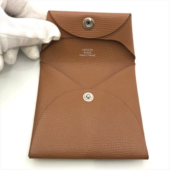 美品 HERMES エルメス バスティア コインケース レザー ブラウン U刻印 