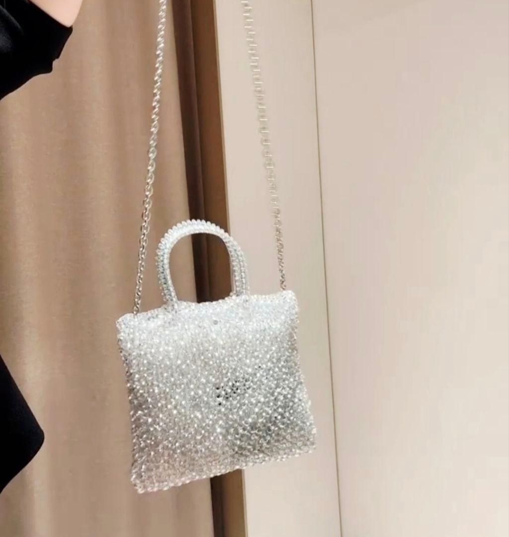 新品 キラキラ ビーズ ワイヤーバッグ ハンドメイド ショルダーバック