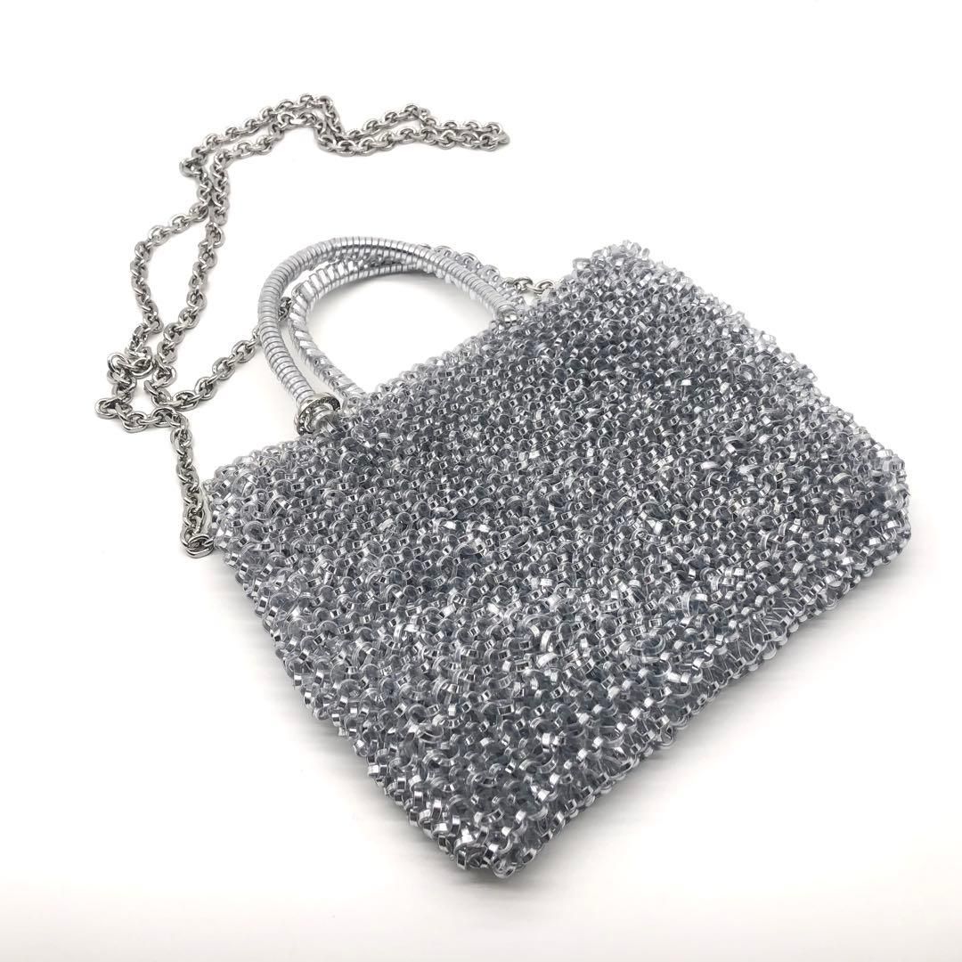 新品 キラキラ ビーズ ワイヤーバッグ ハンドメイド ショルダーバック