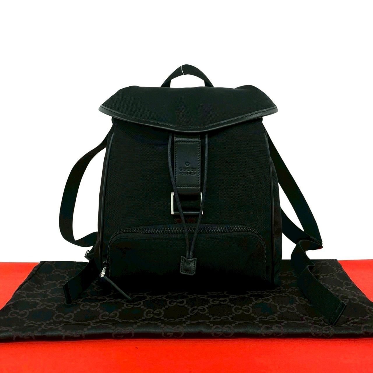 未使用保管品 袋付き GUCCI グッチ ロゴ 刻印 ナイロン レザー