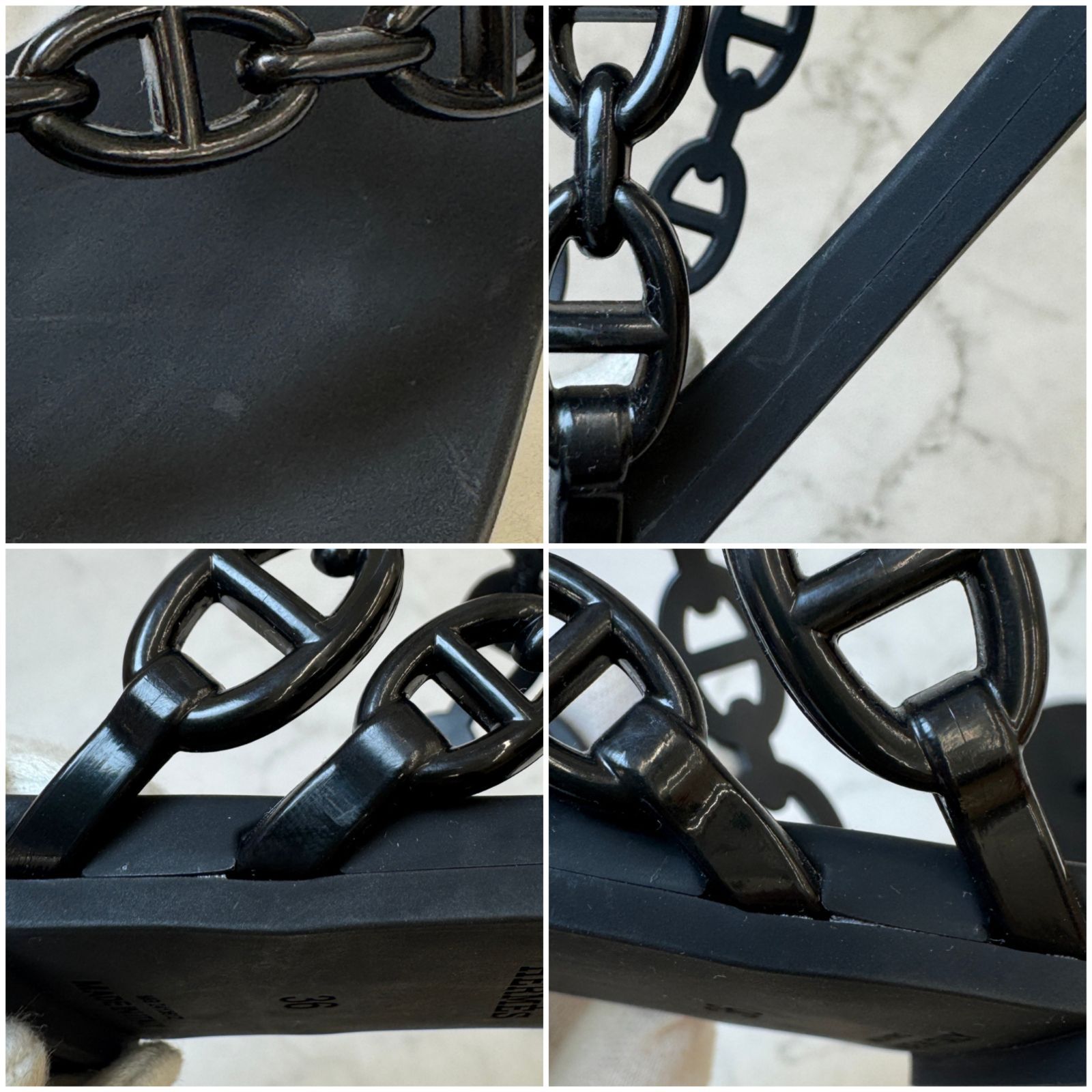 HERMES エルメス　サンダル　シェーヌダンクルアイランド　サイズ36 極美品 鑑定済み 】エルメス 《 アイランド 》 36 ( 23cm程度 ) ブラック