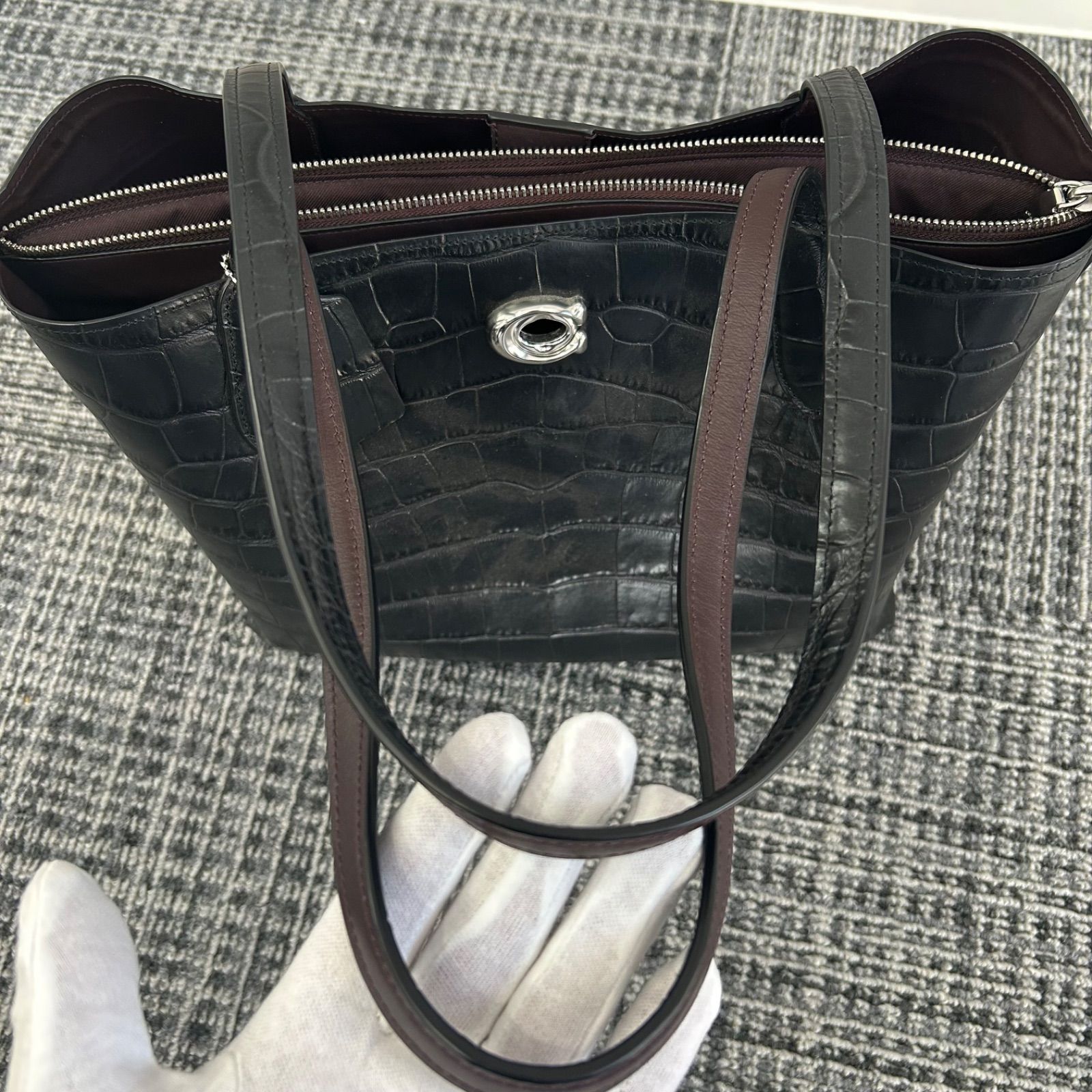 未使用 コーチ coach クロコ型 ウィロウ トートバッグ CP140 - メルカリ