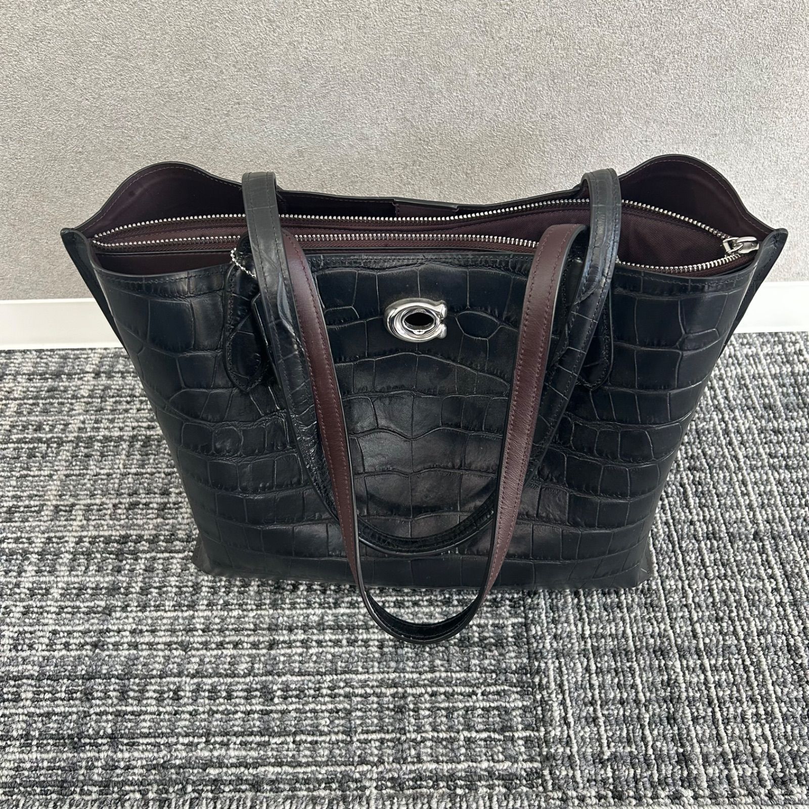 未使用 コーチ coach クロコ型 ウィロウ トートバッグ CP140 - メルカリ