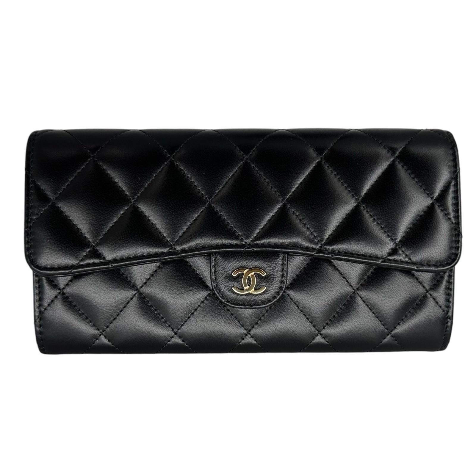 CHANEL】シャネル マトラッセ ロングフラップウォレット ラムスキン 