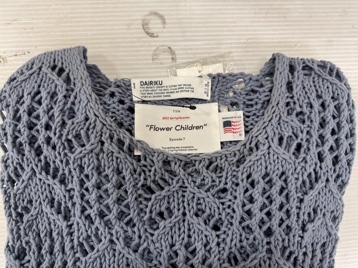 ダイリク DAIRIKU 21SS Flower Pattern Hand Knitting セーター ブルー