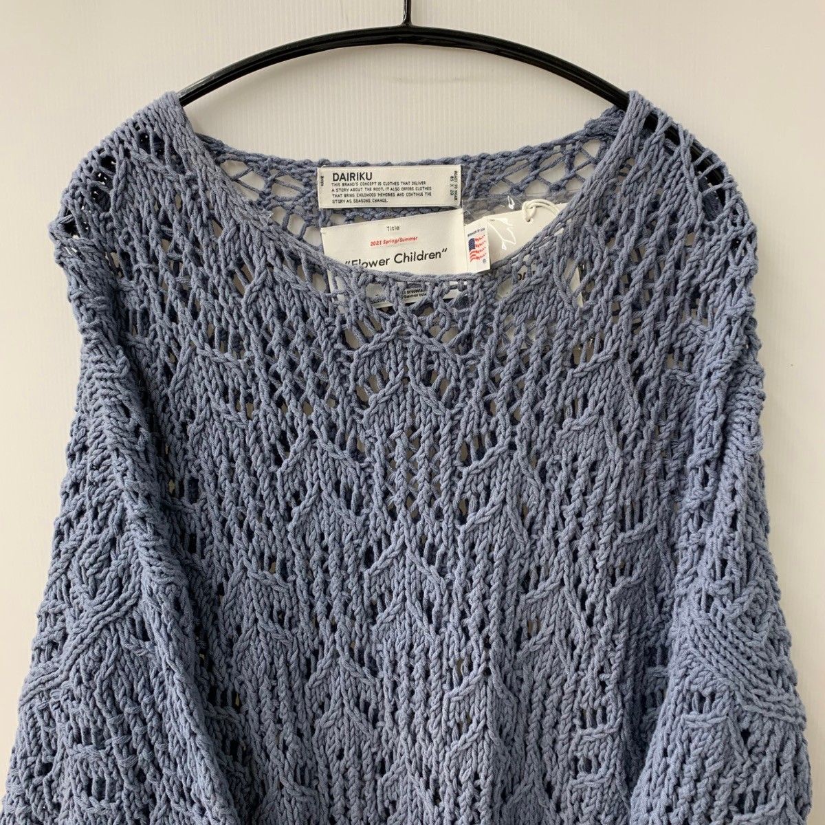 ダイリク DAIRIKU 21SS Flower Pattern Hand Knitting セーター ブルー