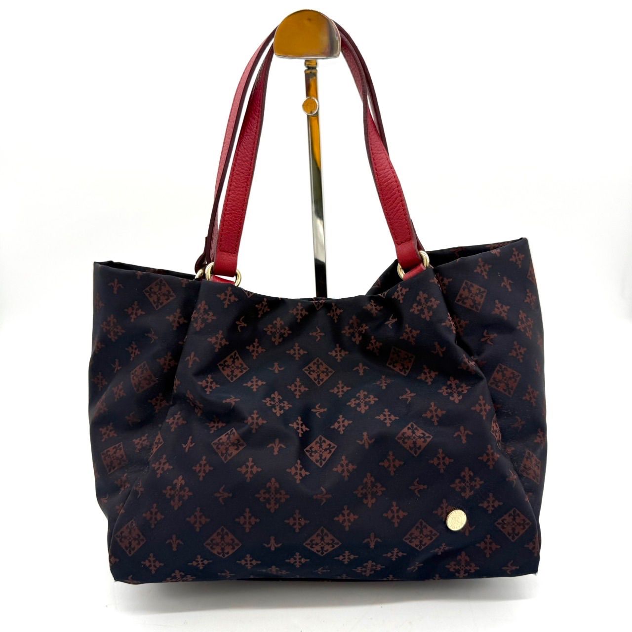美品】ラシット russet トートバッグ モノグラム ネイビー レッド