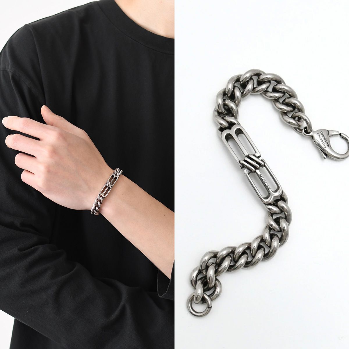 バレンシアガ BALENCIAGA シルバーチェーンブレスレット 新品同様 BALENCIAGA シルバーチェーンブレスレット 新品同様 【公式通販】