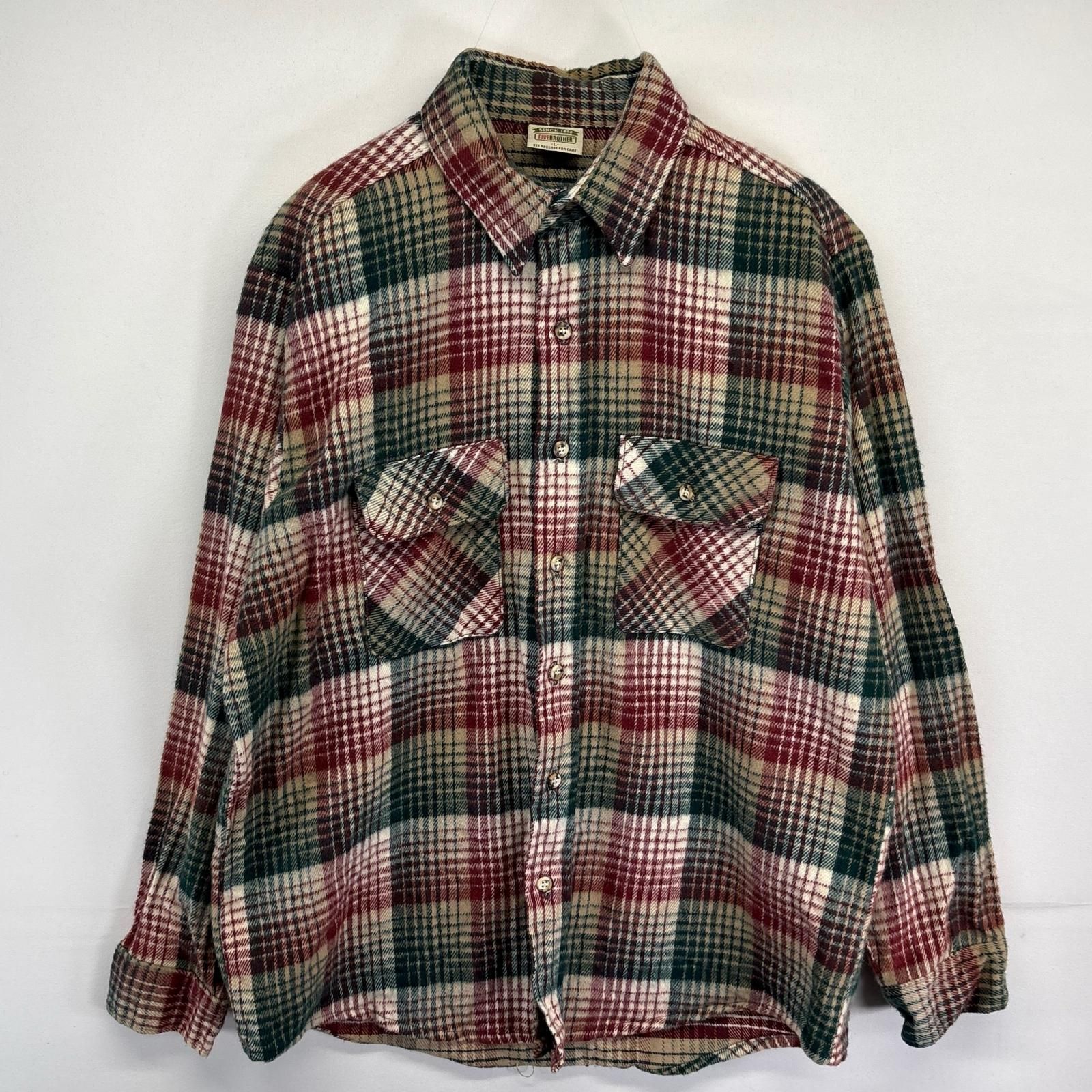 vintage old 90s FIVE BROTHER Heavy Flannel Shirt Check Shirt 90s  display picture 1