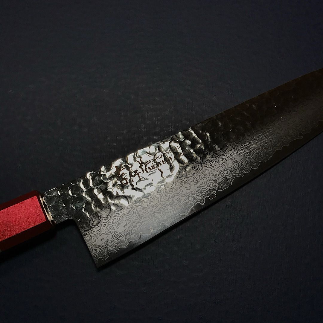 堺孝行 牛刀 包丁 和牛刀 240mm 皇赤柄 樫漆柄 VG10 V金10号 33層槌目