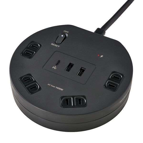 【新品・7営業日以内発送】朝日電器 ELPA WLS-R4322BUC(BK) 丸形USBタップ4個口 PD20W WLSR4322BUCBK【沖縄離島販売不可】