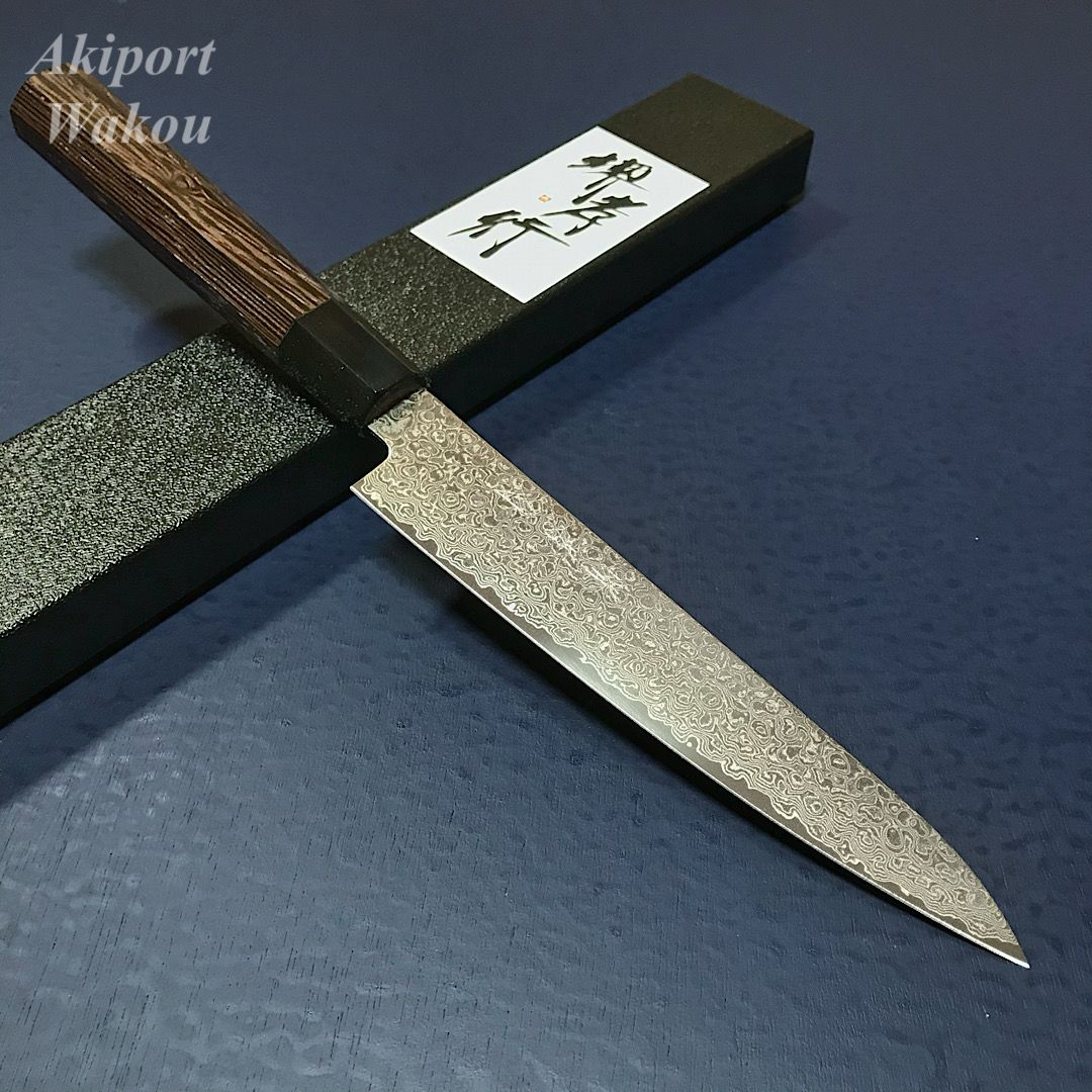堺孝行　ペティ　果物ナイフ　150mm ZA18鋼　69層ダマスカス　錆びにくい　包丁　日本製　青木刃物製作所