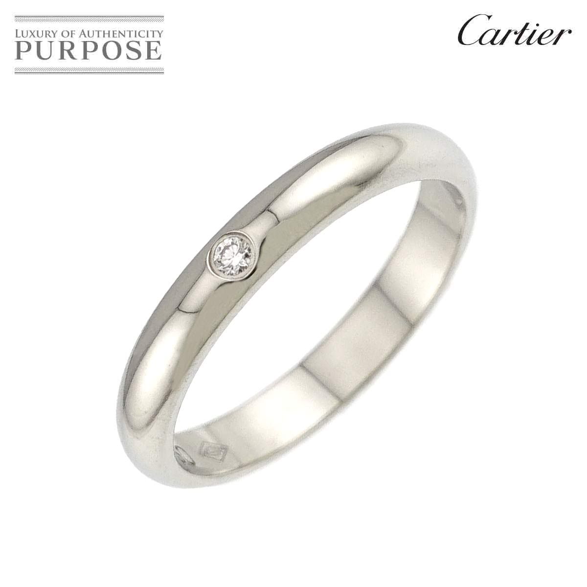 カルティエ Cartier 1895 クラシック #44 リング ダイヤ 1P Pt 幅2.5mm 