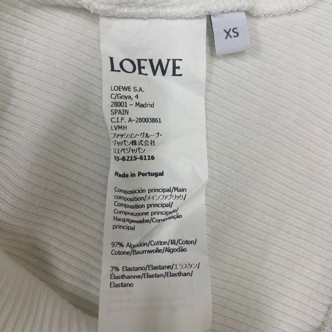 ロエベ LOEWE タンクトップ アナグラム ホワイト S540Y07XA2 ＃XS