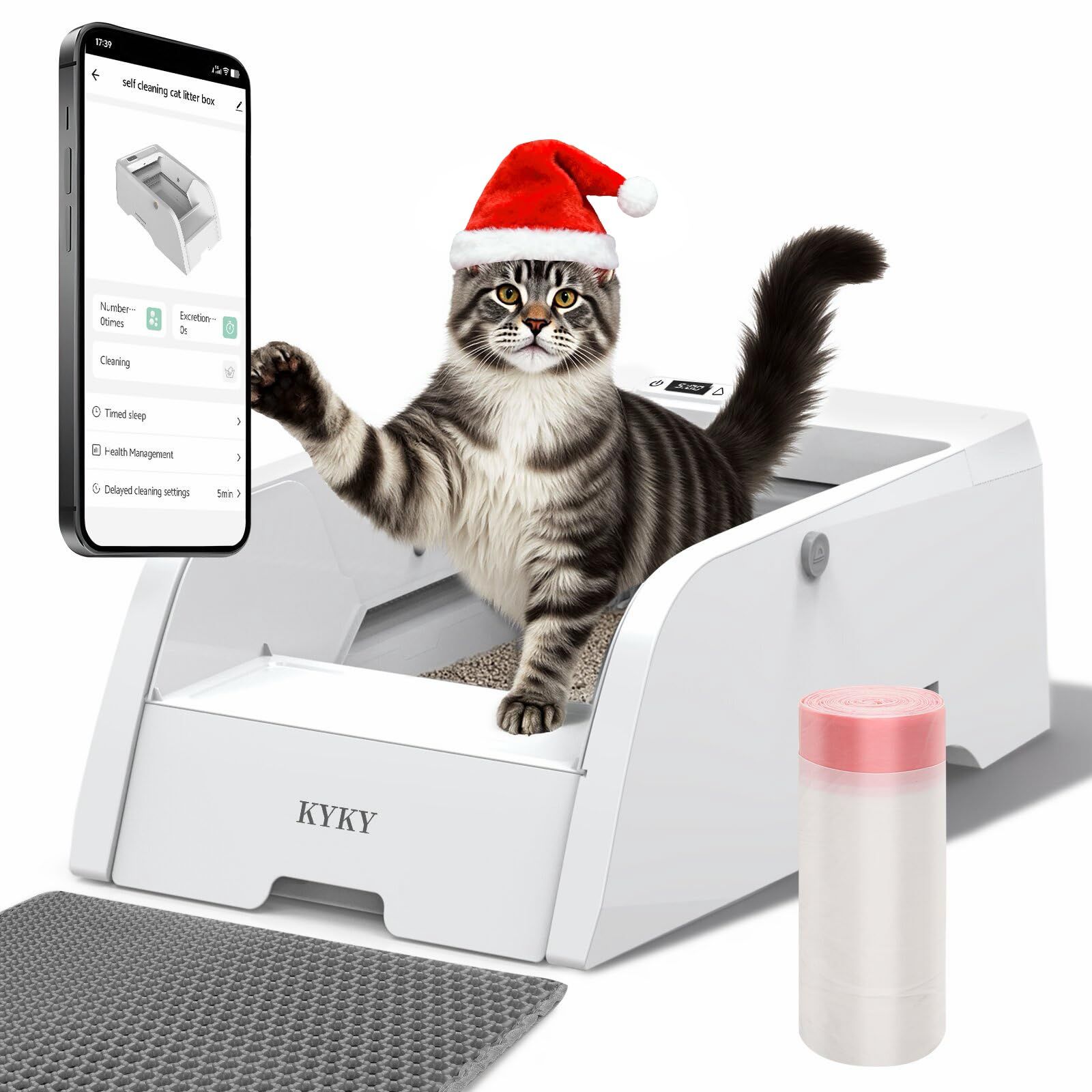 KYKY自動猫トイレ アプリ遠隔操作 猫のトイレ自動 高い 大型 多頭飼い 