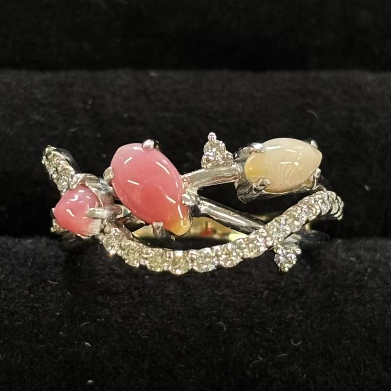 コンクパール1.35ct ダイヤモンド0.34ct リング 18K 12号 -X10683 