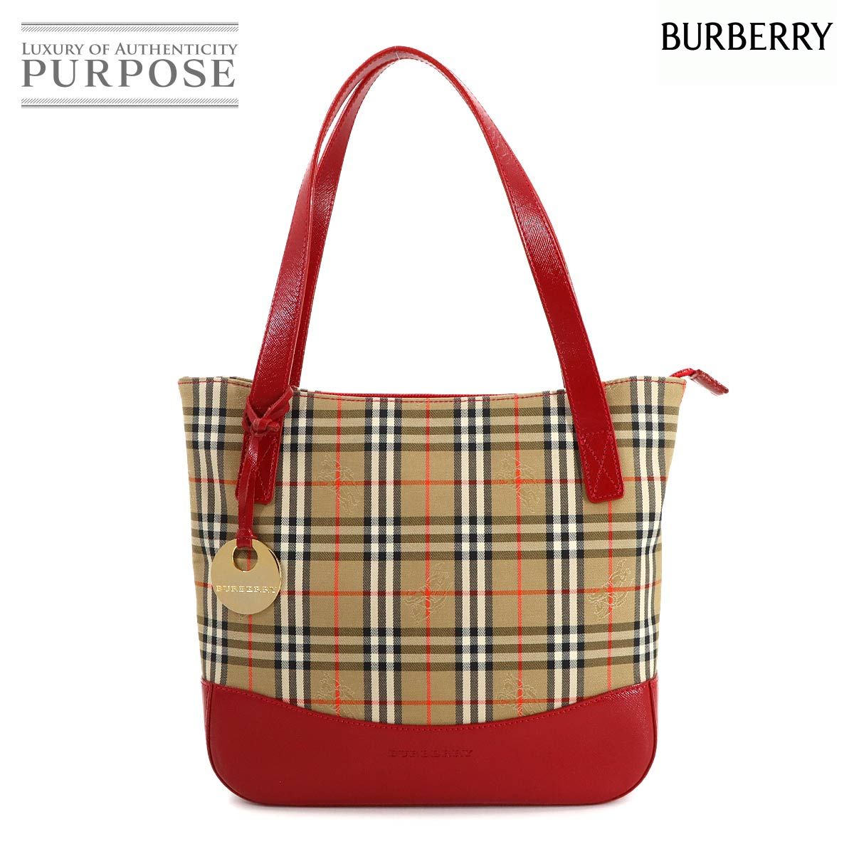 バーバリー BURBERRY ノバチェック ハンド バッグ キャンバス レザー 