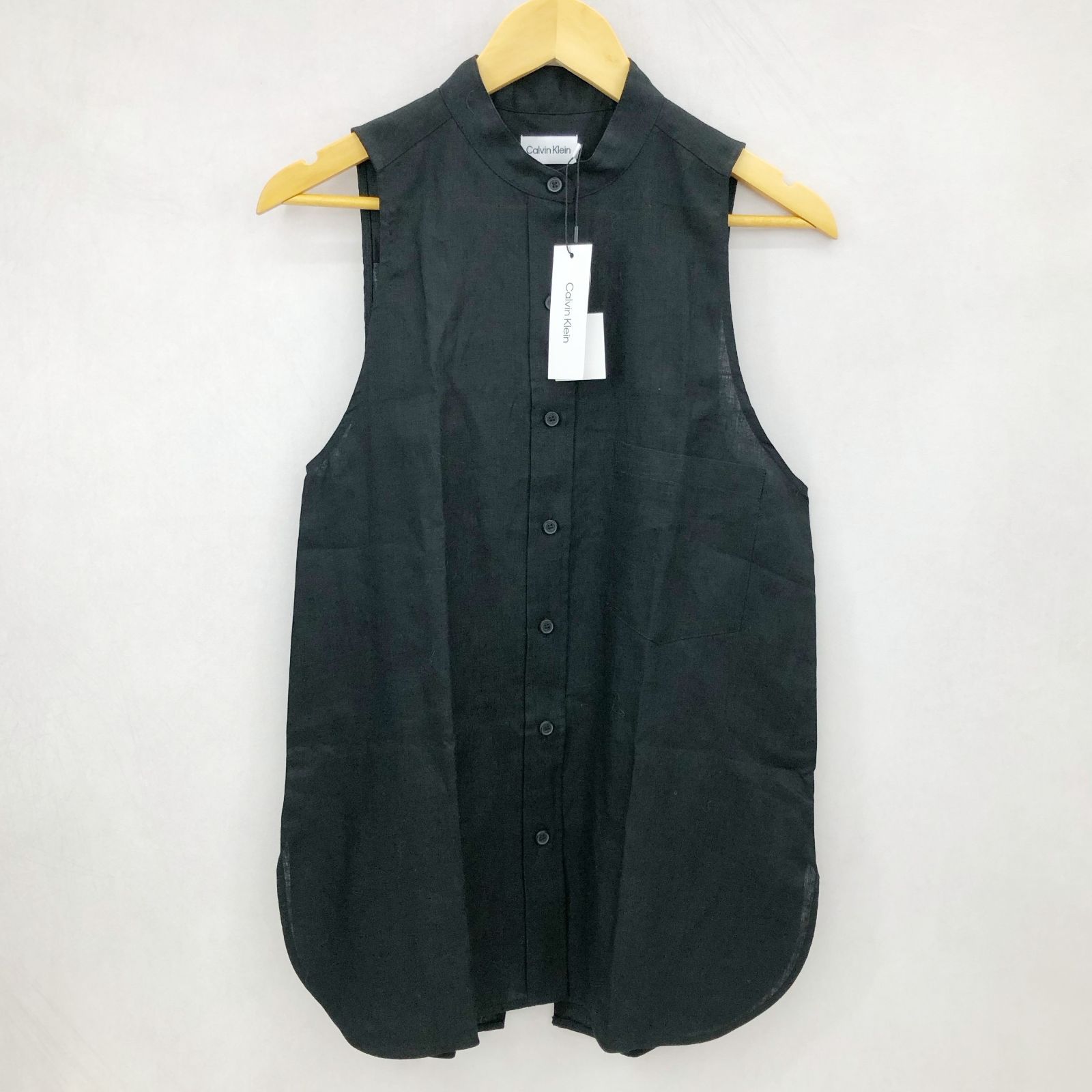 タグ付 極美品 Calvin Klein カルバン・クライン LINEN SLEEVELESS TOP 