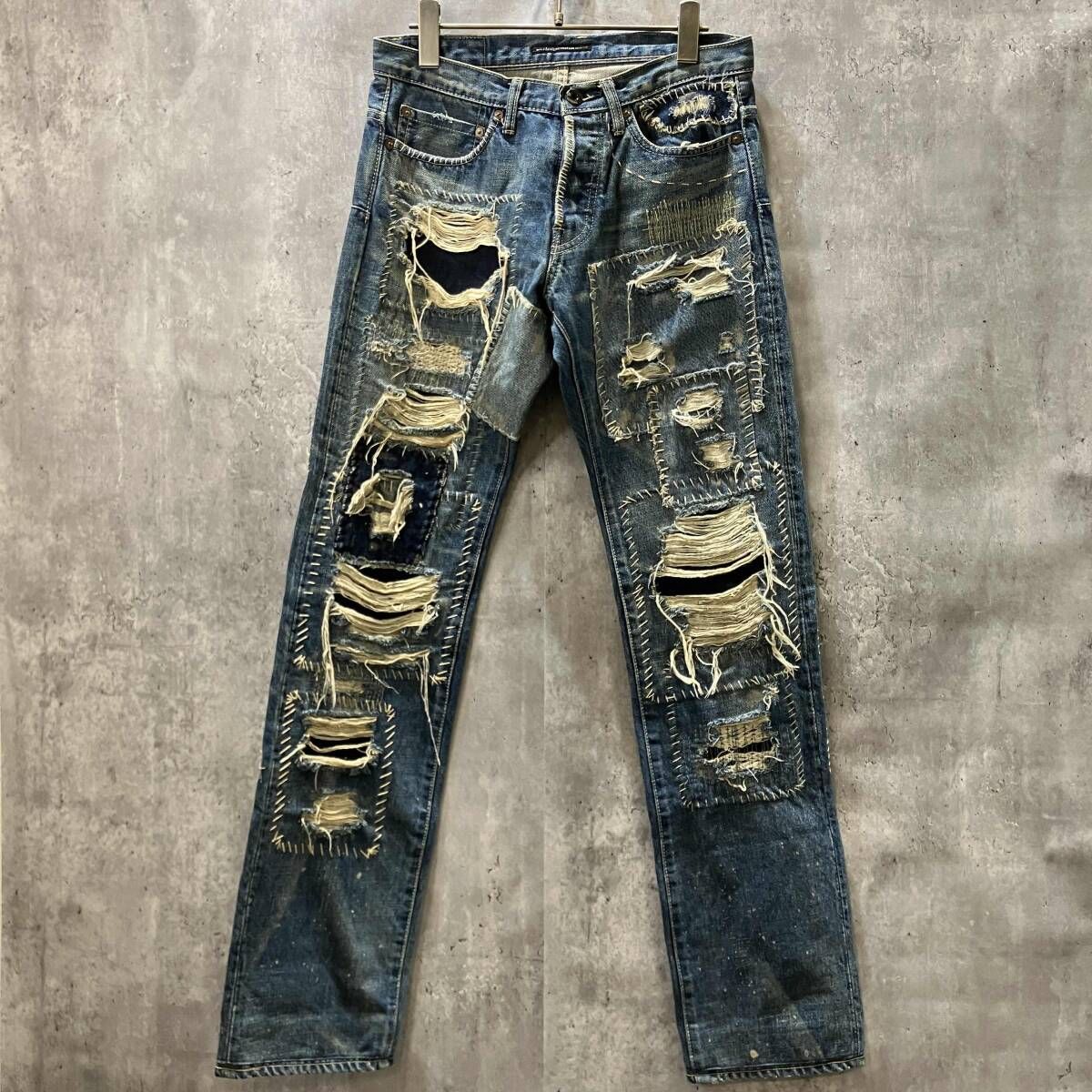 overdesigncreation ジーンズ ダメージ加工 パッチワーク W30 オーバー