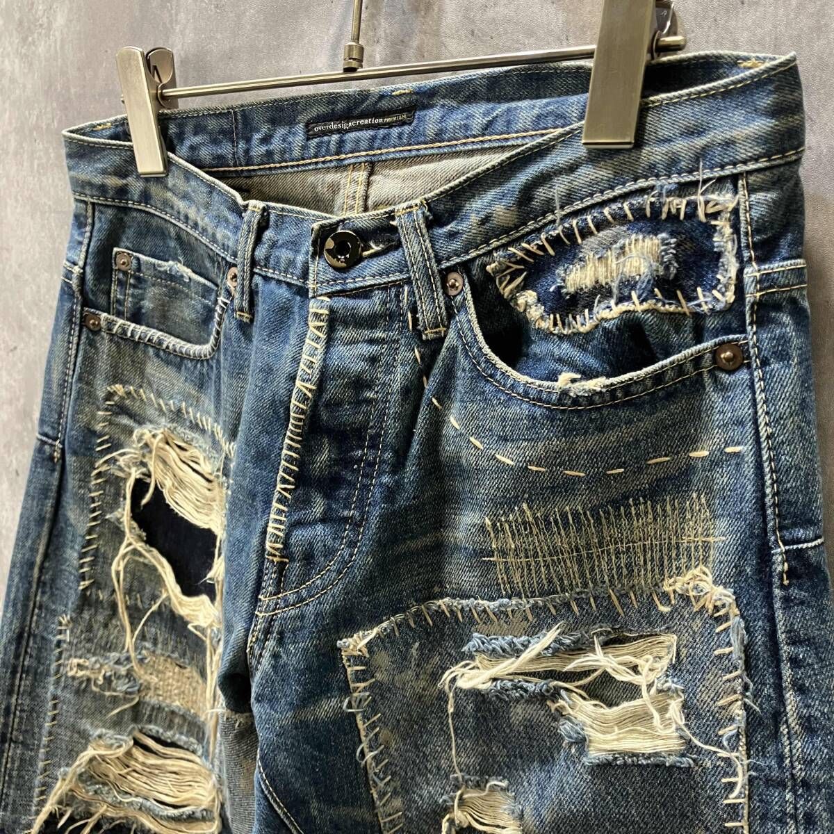 overdesigncreation ジーンズ ダメージ加工 パッチワーク W30 オーバー