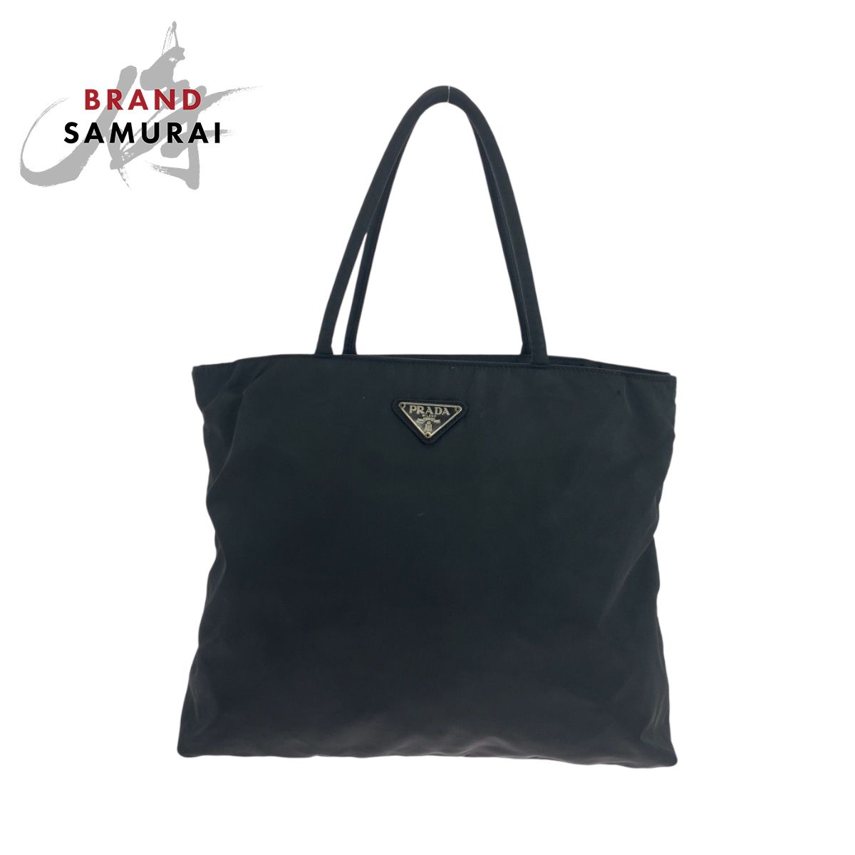 美品 PRADA プラダ テスート 三角ロゴプレート ブラック 黒 シルバー 