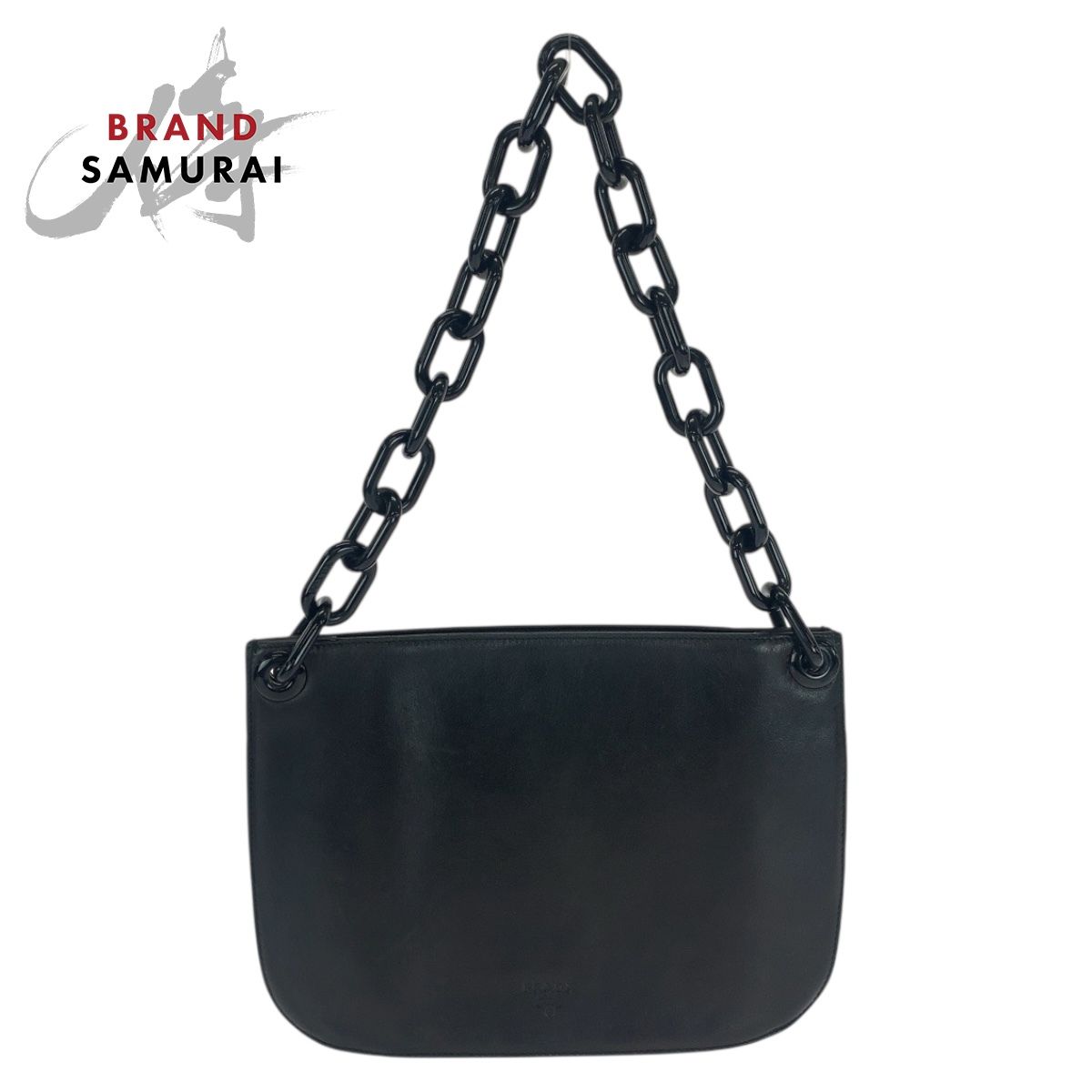 美品 PRADA プラダ プラチェーン ブラック 黒 レザー 美品 PRADA プラダ プラチェーン ブラック 黒 レザー