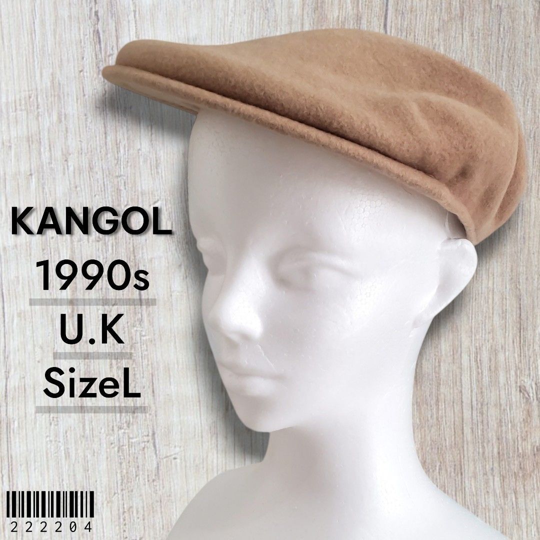 KANGOLカンゴール 美品 1990s vintage UK製 WOOL CAP 504 ウール ハンチング ベレー帽 L ベージュ キャップ イングランド イギリス 英国 キャメル - メルカリ