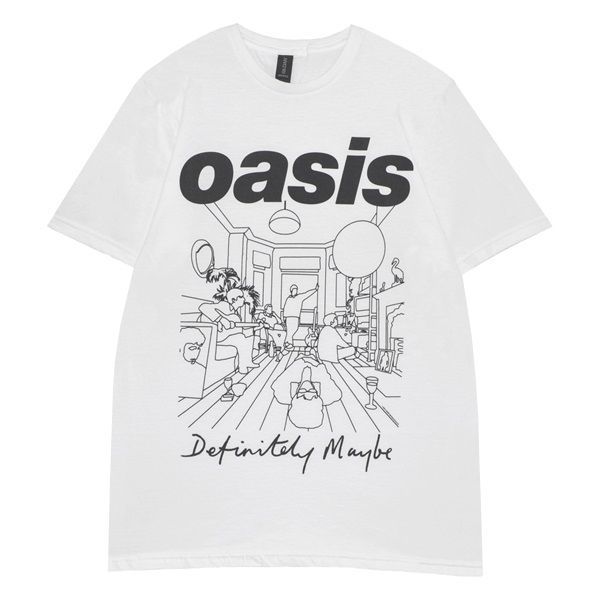 OASIS オアシス Definitely Maybe Line Drawing Tシャツ WHITE