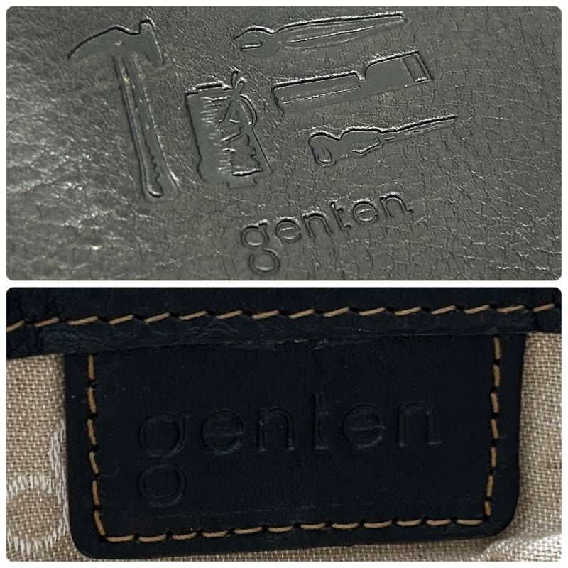 genten レザー 2way 大容量 工具ロゴ トートバッグ ショルダーバッグ 