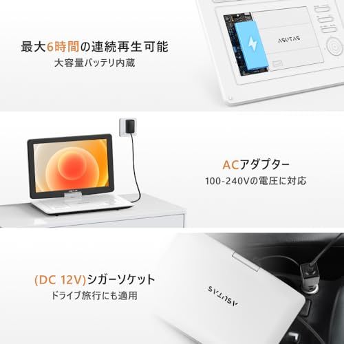新機種】 ASUTAS ポータブルdvdプレーヤー 17.9型 液晶 15.6インチ超大 