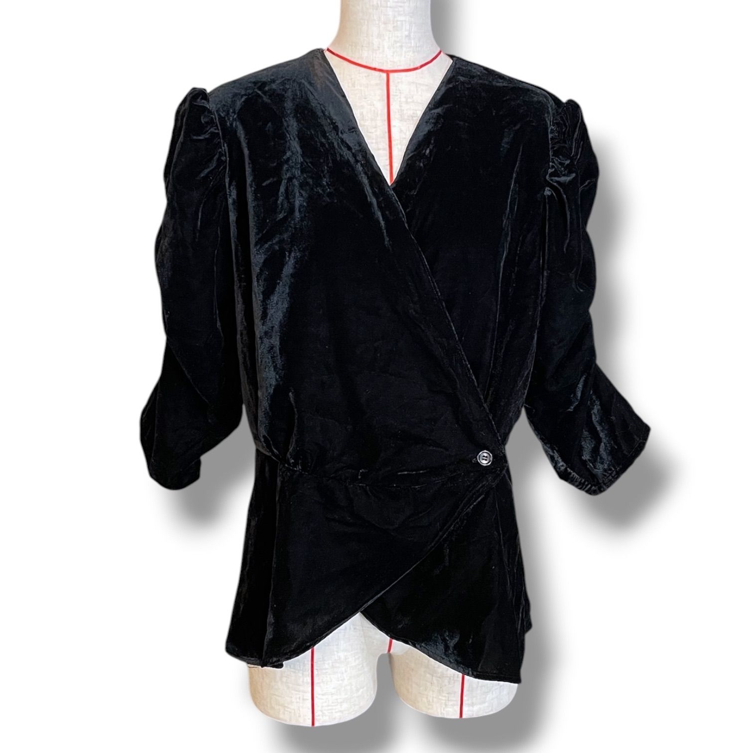anuke】アンヌークGather Velour Blouse ブラック 