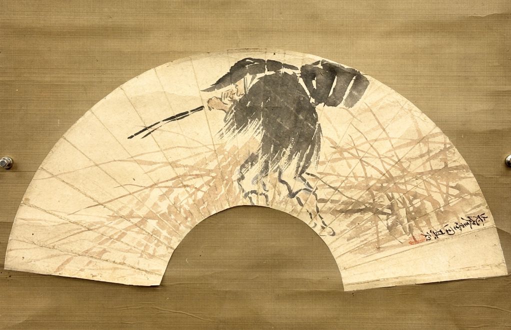 【真作】掛軸　扇面 竹図　文人趣味の墨画一幅　静謐な水墨の世界　T30 真作】掛軸 扇面 竹図 文人趣味の墨画一幅 静謐な水墨の世界 T30